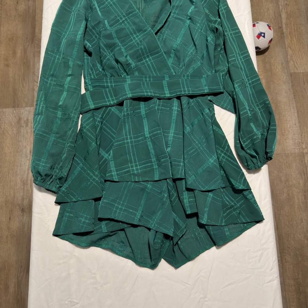 Amazon Essentials Green Plaid Jumpsuit